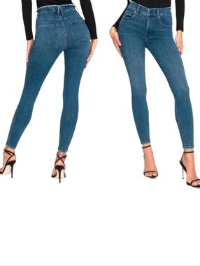 Good American Good Legs Skinny Jeans High Rise Fray Waistband Stretch Denim 29 8